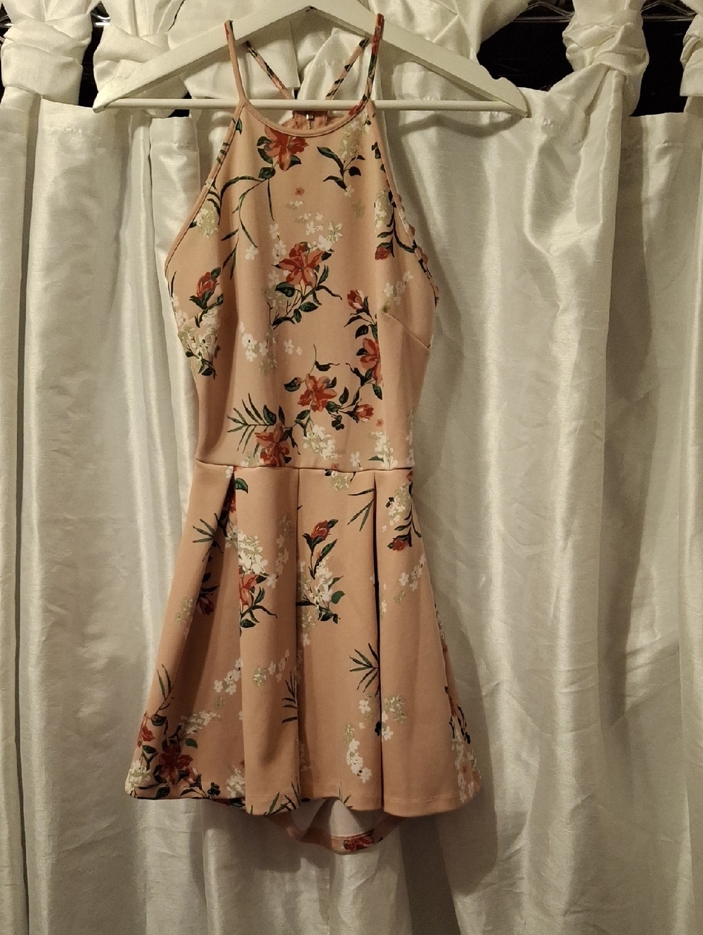 Windsor Peach Floral Halter Romper
